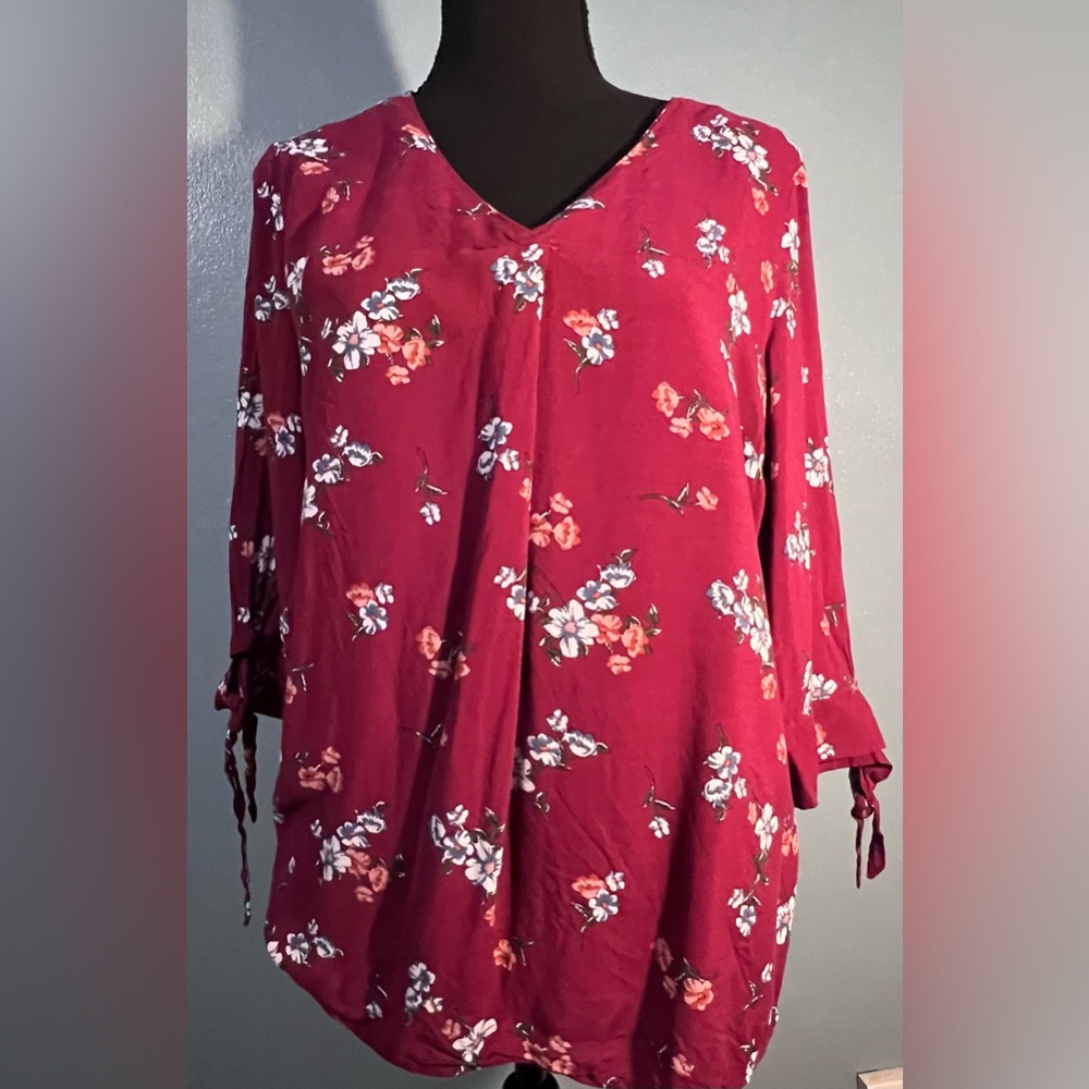 Red Floral blouse